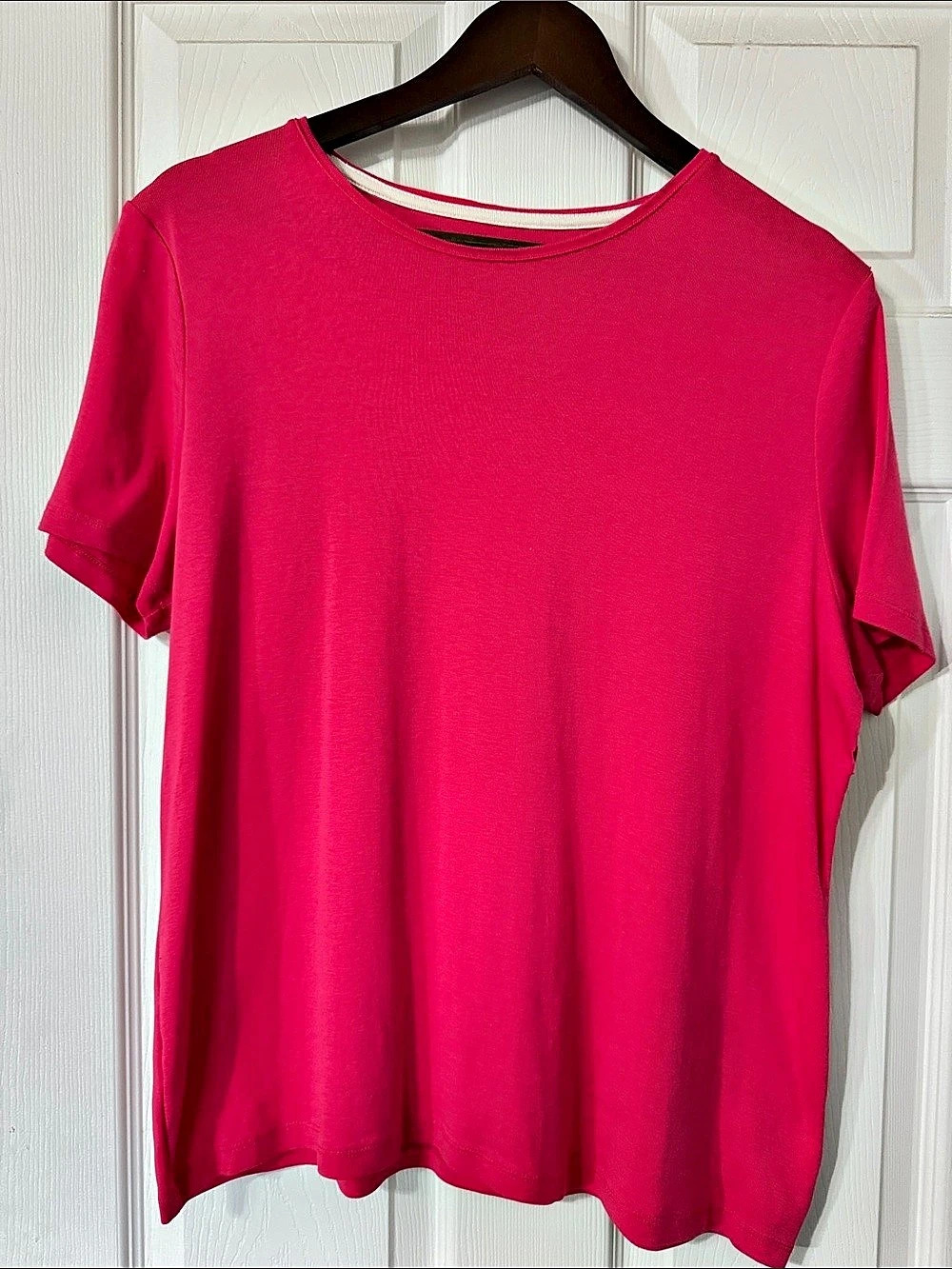 Talbots Pima Cotton Crewneck Tee Short Sleeve Pink XL